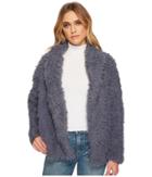 Romeo & Juliet Couture Fluffy Fur Coat (dusty Blue) Women's Coat