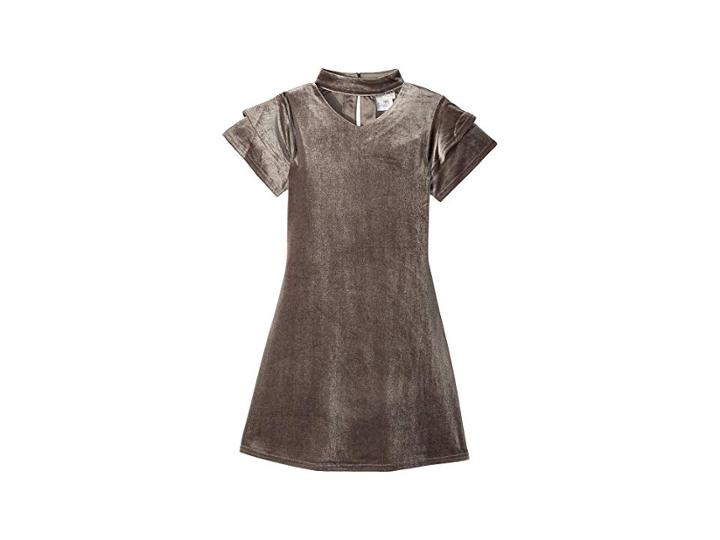 Us Angels Gigi Velvet Dress (big Kids) (silver) Girl's Dress