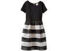 Us Angels Short Sleeve Cut Out Scuba W/ Novelty Stripe Skirt (big Kids) (black) Girl's Dress