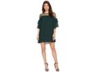 Romeo & Juliet Couture Sheer Detail Pleated Dress (hunter Green) Women's Dress