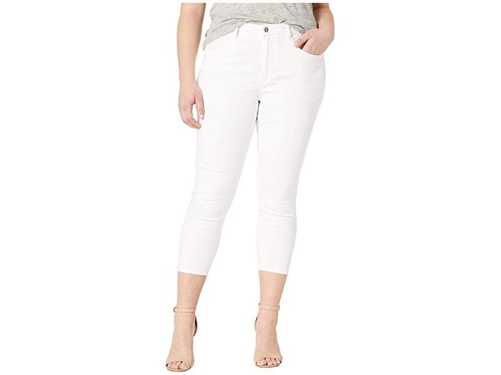 Bebe Plus Size Heartbreaker Capris Crop In White (white) Women's Jeans