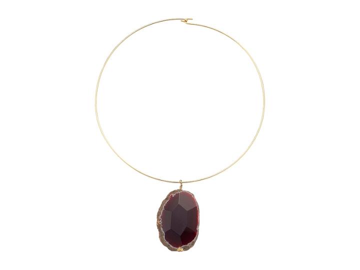 Kenneth Jay Lane Gold Wire With Natural Agate Stone Necklace (natural) Necklace