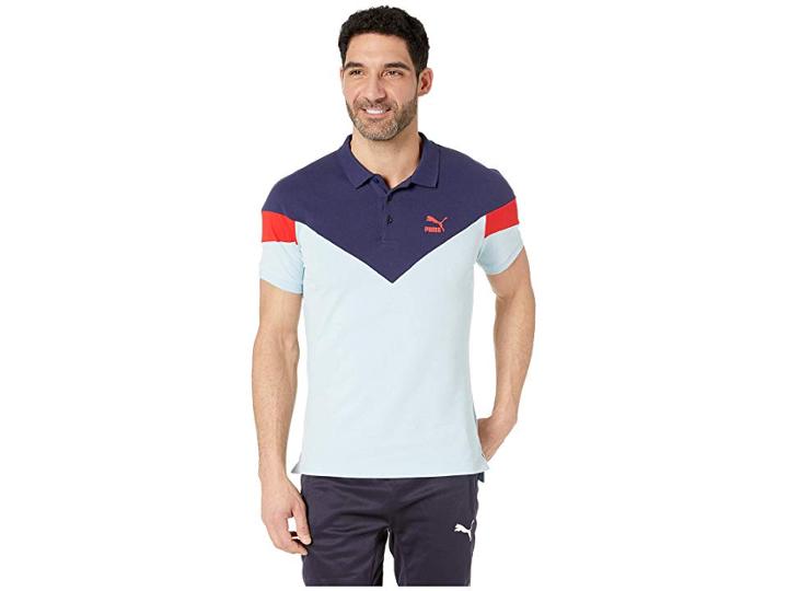 Puma Iconic Mcs Polo (light Sky) Men's Short Sleeve Pullover