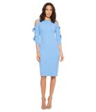 Donna Morgan Crepe Midi Long Sleeve With Tie Detail (blue Bonnet) Women's Dress