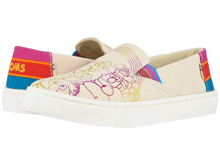 Toms Kids Sesame Street Luca (little Kid/big Kid) (natural Sesame Street Foil Printed Canvas) Girl's Shoes