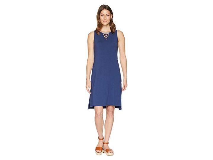 Mod-o-doc Cotton Modal Spandex Jersey Lace-up Tank Dress (new Navy) Women's Dress