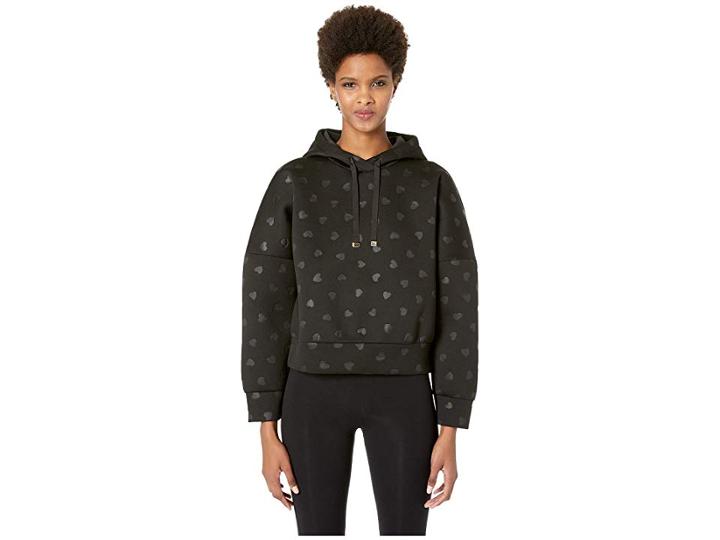 Kate Spade New York Athleisure Heart It Embossed Heart Hoodie (black) Women's Sweatshirt