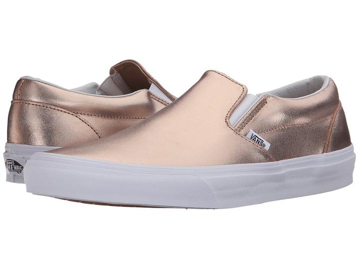 Vans Classic Slip-ontm ((metallic Leather) Rose Gold) Skate Shoes