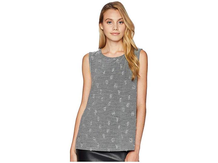 Miss Me Distressed Tank Top (grey) Women's Sleeveless
