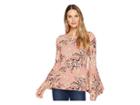 Wrangler Long Sleeve Floral Trumpet Sleeve (pink/white) Women's Clothing