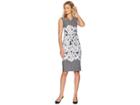 Eci Sleeveless Puff Printed Scuba Sheath Dress (black/ivory) Women's Dress