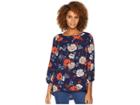 Bobeau All Self Boat Neck W/ Flared (denim Floral) Women's Clothing