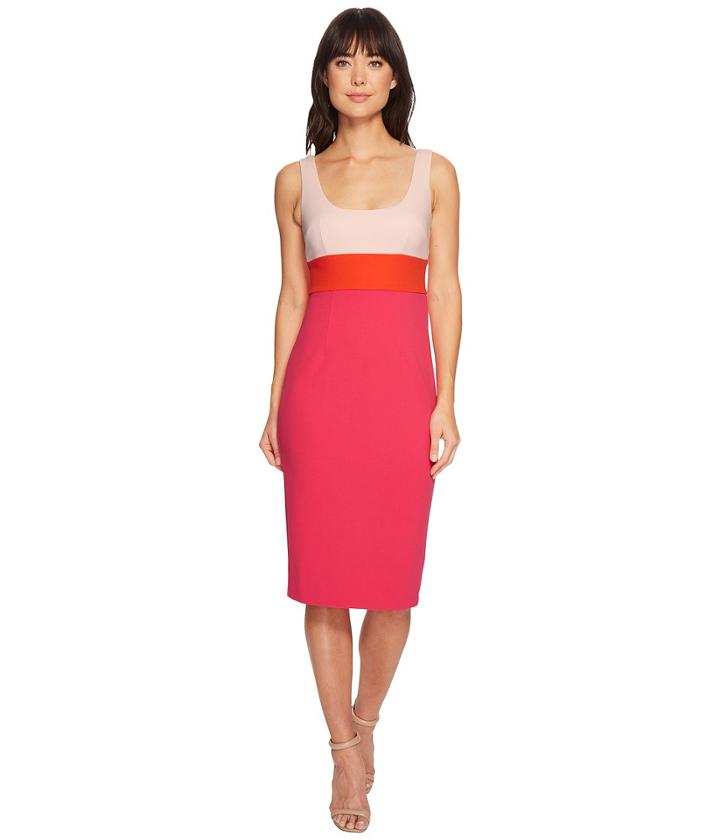 Donna Morgan Sleeveless Scoop Neck Stretch Crepe Bodycon Midi Dress (blush Pink/scarlet Red/shocking Pink) Women's Dress