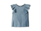 Polo Ralph Lauren Kids Chambray Flutter-sleeve Top (little Kids) (indigo) Girl's Blouse