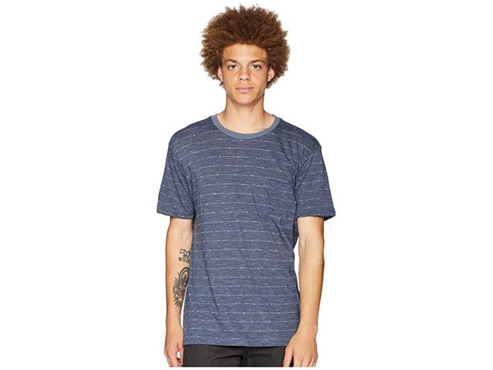 Rvca Double Dip Short Sleeve Knit (blue Slate) Men's Clothing