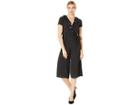 London Times V-neck Jumpsuit With Ruffle Collar (black/white) Women's Jumpsuit & Rompers One Piece