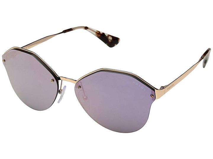 Prada 0pr 64ts (pink Gold/dark Grey Mirror Pink) Fashion Sunglasses