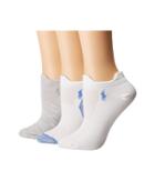 Lauren Ralph Lauren Micro Placed Marl Low Cut W/ Tab 3-pack (blue) Women's Low Cut Socks Shoes