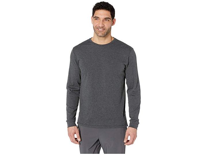 New Balance R.w.t. Long Sleeve Heathertech Top (black Heather) Men's Long Sleeve Pullover
