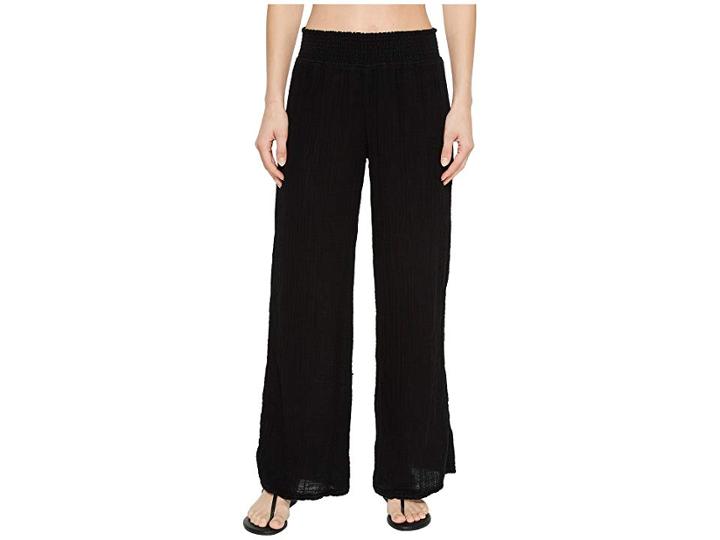 Michael Stars Double Gauze Smocked Wide Leg Pant (black) Women's Casual Pants