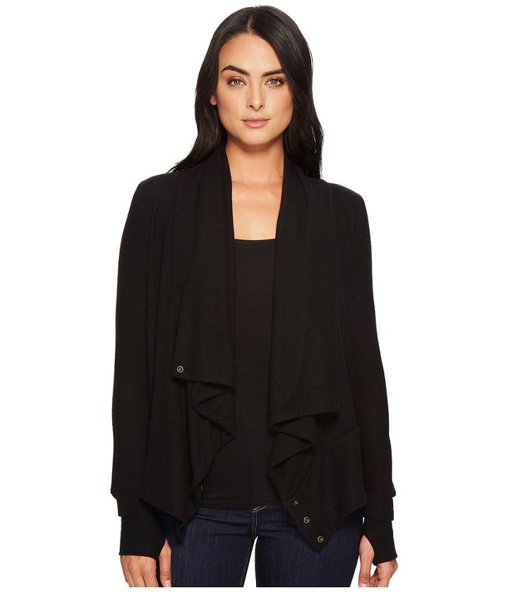Splendid Studio Convertible Wrap W/ Removable Cuffs (black) Women's Sweater