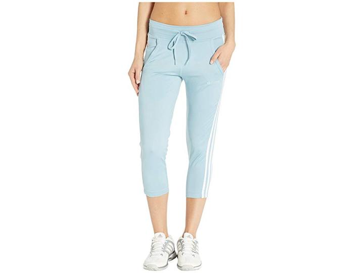 Adidas Designed-2-move 3/4 Length 3-stripes Pants (ash Grey) Women's Casual Pants