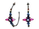 Steve Madden Star Design Open Hoop Earrings (multi/blue/pink/gunmetal-tone) Earring