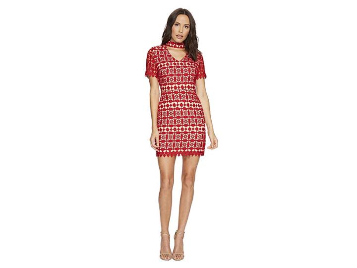 J.o.a. Choker Neck Lace Dress (red) Women's Dress