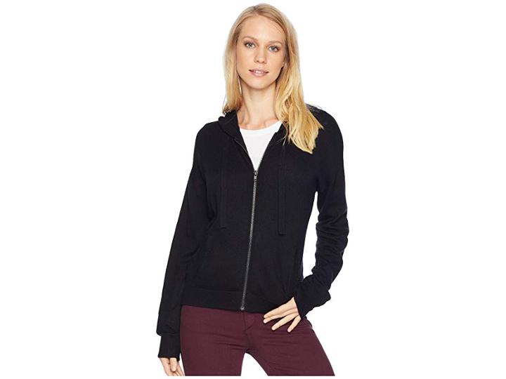 Splendid Cashmere Blend Hoodie Sweater (black) Women's Sweater