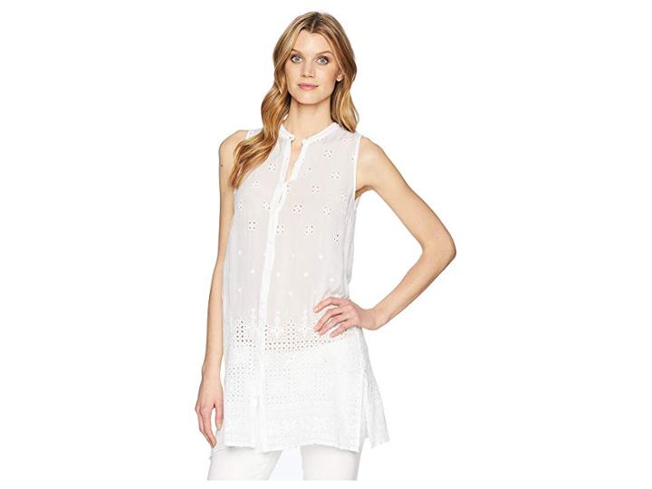 Johnny Was Darla Button Down Tunic (white) Women's Blouse