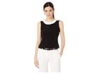 Tommy Hilfiger Contrast Neck Knit Top (black/ivory) Women's Clothing