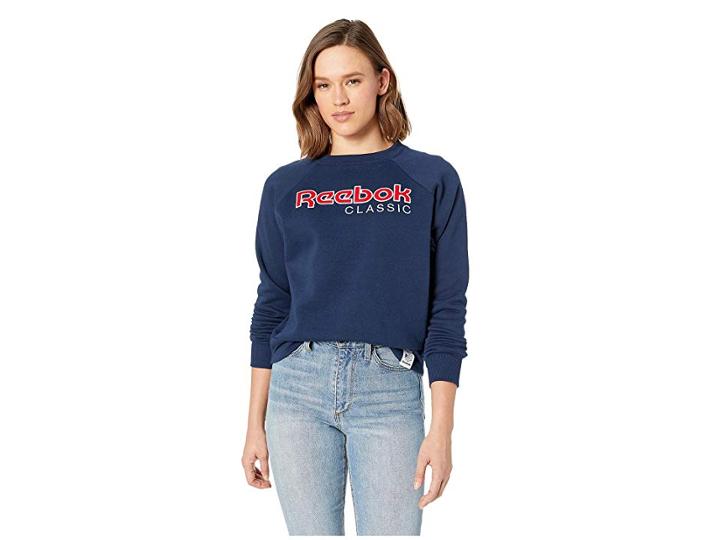 Reebok Activchill Iconic Fleece Crew (collegiate Navy) Women's Clothing
