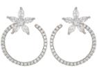Nina Floral Front To Back Hoop Earrings (rhodium/white Cz) Earring