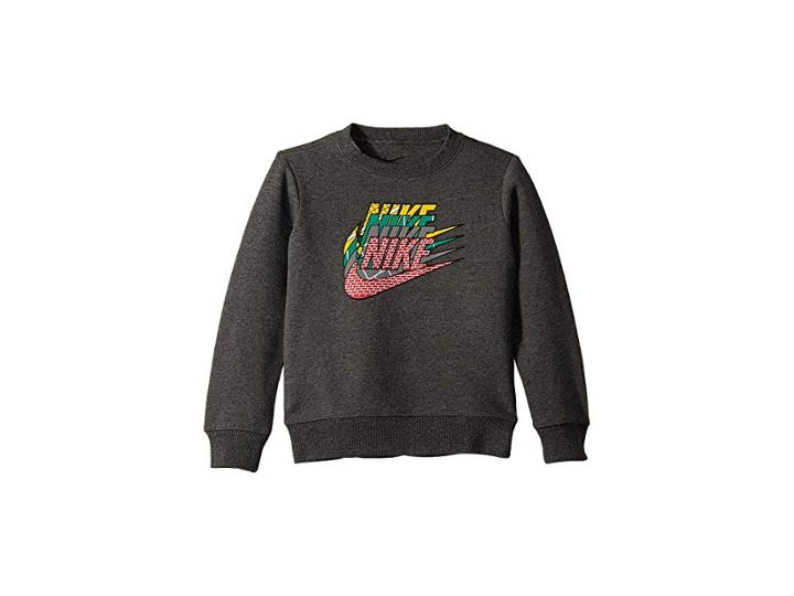 Nike Kids Geo Multi Futura Fleece Crew (little Kids) (charcoal Heather) Boy's Sweatshirt