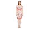 Sangria Floral Printed Sheath With Cap Sleeve (ivy Coral Reef) Women's Dress