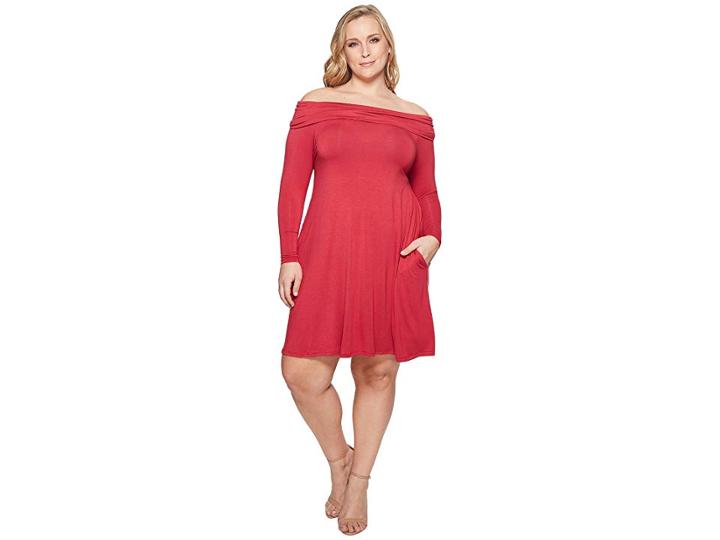 Kari Lyn Plus Size Felicia Off Shoulder Dress (burgundy) Women's Dress