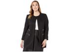 Tahari By Asl Plus Size Twill Topper Long Sleeve Jacket W/ Zipper Hardware (black) Women's Clothing