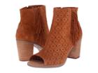 Toms Majorca Peep Toe Bootie (cinnamon Suede Perforated/fringe) Women's Toe Open Shoes