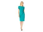 Calvin Klein Short Sleeve Ruched Sheath Dress (emerald) Women's Dress