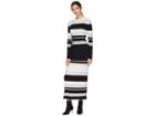 Kamalikulture By Norma Kamali Long Sleeve Crew Neck Gown (irregular Stripe) Women's Dress