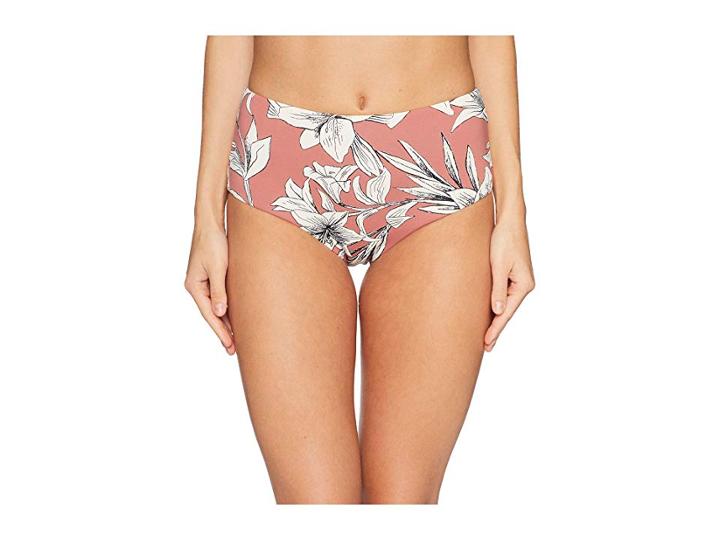 Roxy Printed Softly Love Ful Reversible Mid-waist (withered Rose Lily House) Women's Swimwear