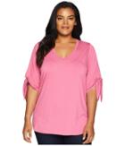 Karen Kane Plus Plus Size Tie Sleeve Shirttail Tee (peony) Women's T Shirt