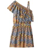 Ella Moss Girl All Over Print One Shoulder Dress (black/all Over Print) Girl's Dress