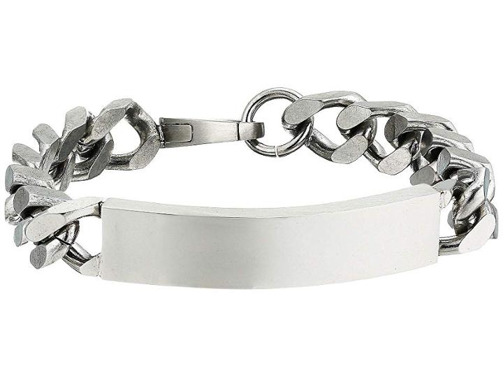 Steve Madden Stainless Steel Id Plate Curb Chain Bracelet (silver 1) Bracelet