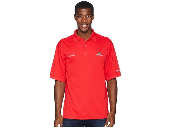 Columbia Collegiate Perfect Casttm Polo Top (georgia/bright Red) Men's Short Sleeve Pullover