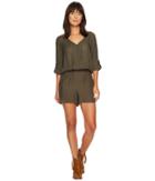 Stetson 1444 Solid Rayon Twill Romper (green) Women's Jumpsuit & Rompers One Piece