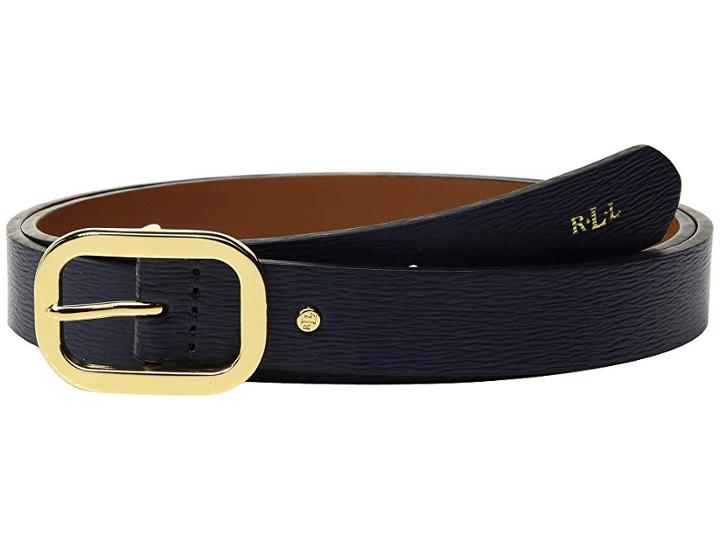 Lauren Ralph Lauren Classics Saffiano Dress Belt (navy) Women's Belts