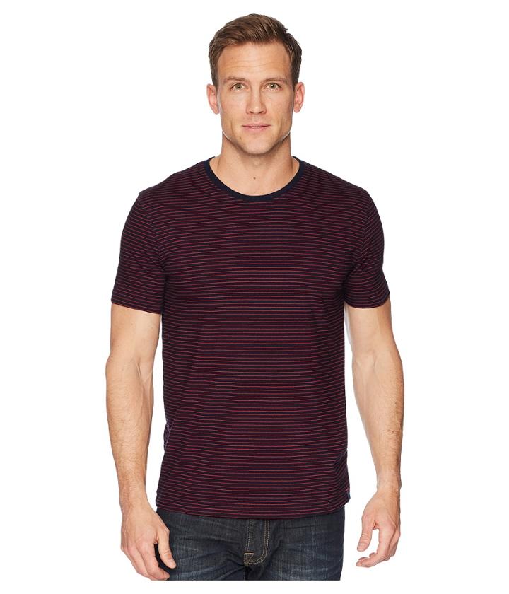 Lucky Brand Stripe Crew Neck Tee (indigo Stripe) Men's Clothing