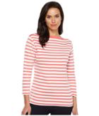 Pendleton Trimmed Stripe Tee (coral Pink/white Stripe) Women's T Shirt
