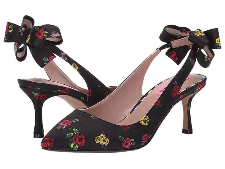 Betsey Johnson Cadee (black Floral) Women's 1-2 Inch Heel Shoes